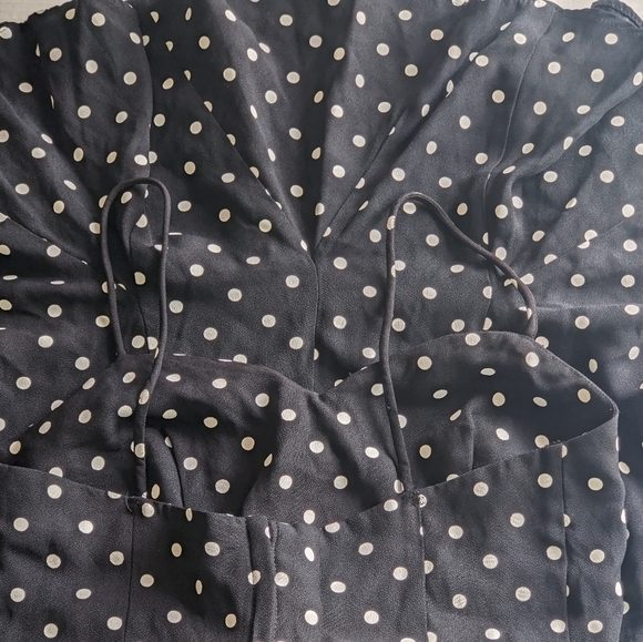 Roberta VINTAGE FLARED HEM COCKTAIL POLKA DOT STRAPPY DRESS SIZE 9/10 - Picture 11 of 16